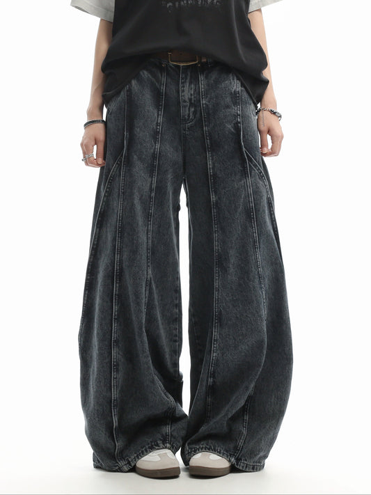 Patchwork Curved-Leg Jeans