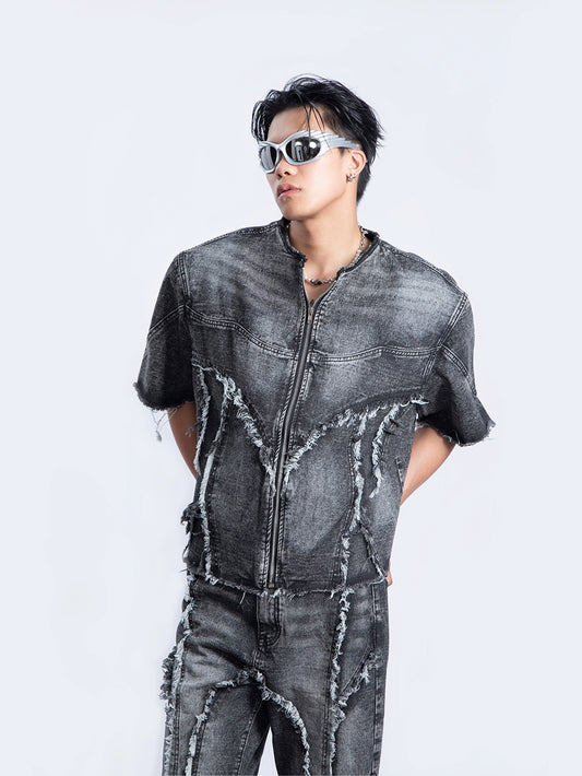 Niche Retro Wasteland Denim Shirt