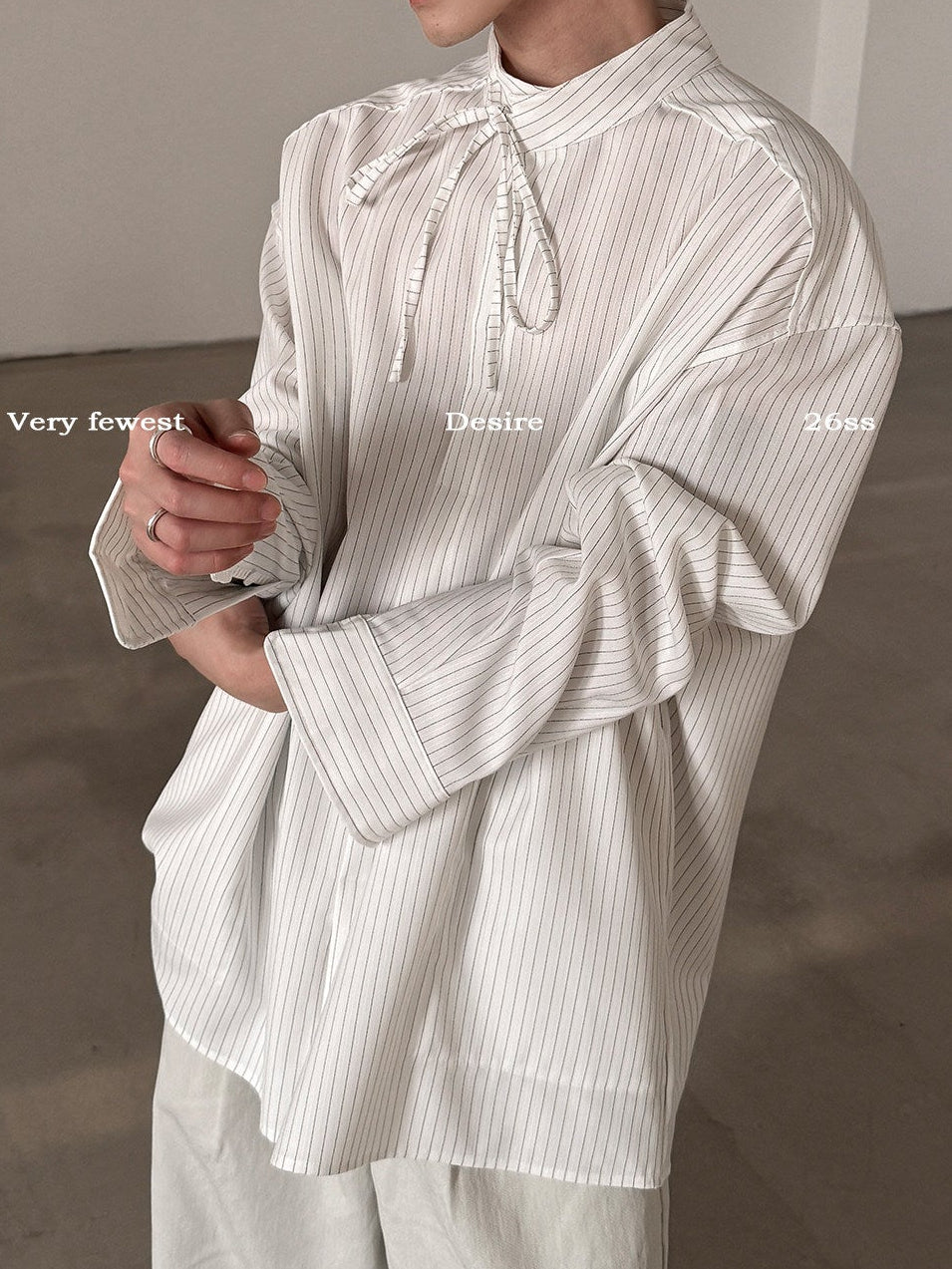 Drawstring Stand Collar Shirt