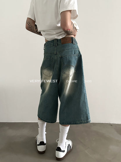 Vintage Washed Denim Half Pants