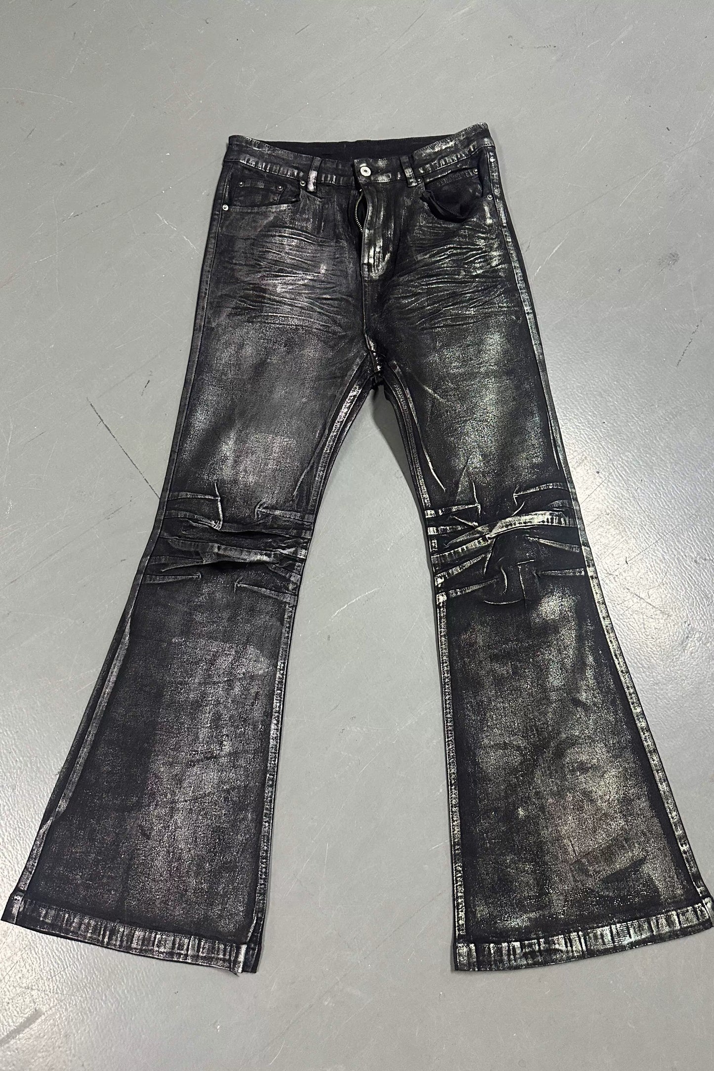 Two-tone Waxed Denim Pants