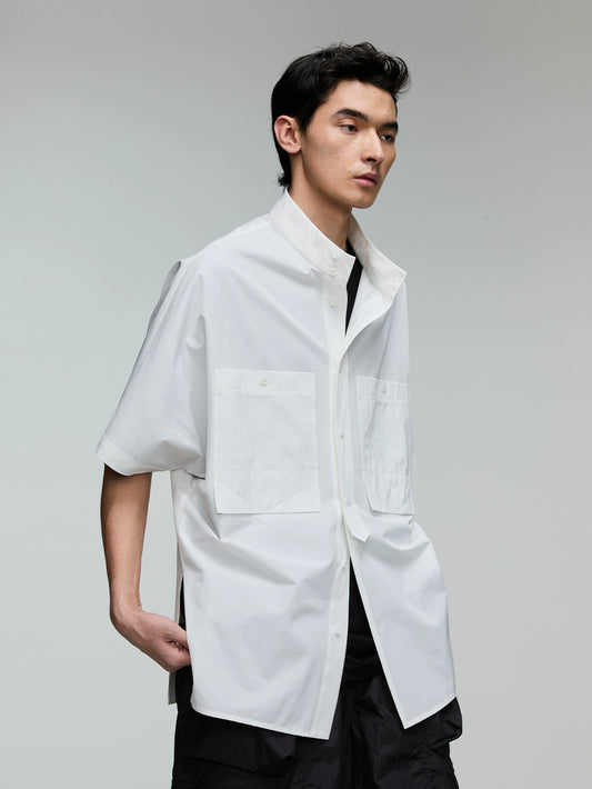 Stand Collar Batwing Sleeve Casual Shirt