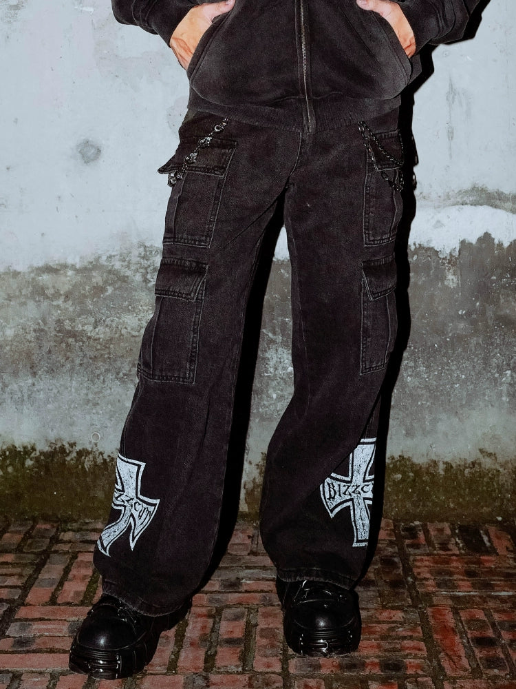 Hardcore Cross Denim Cargo Pants
