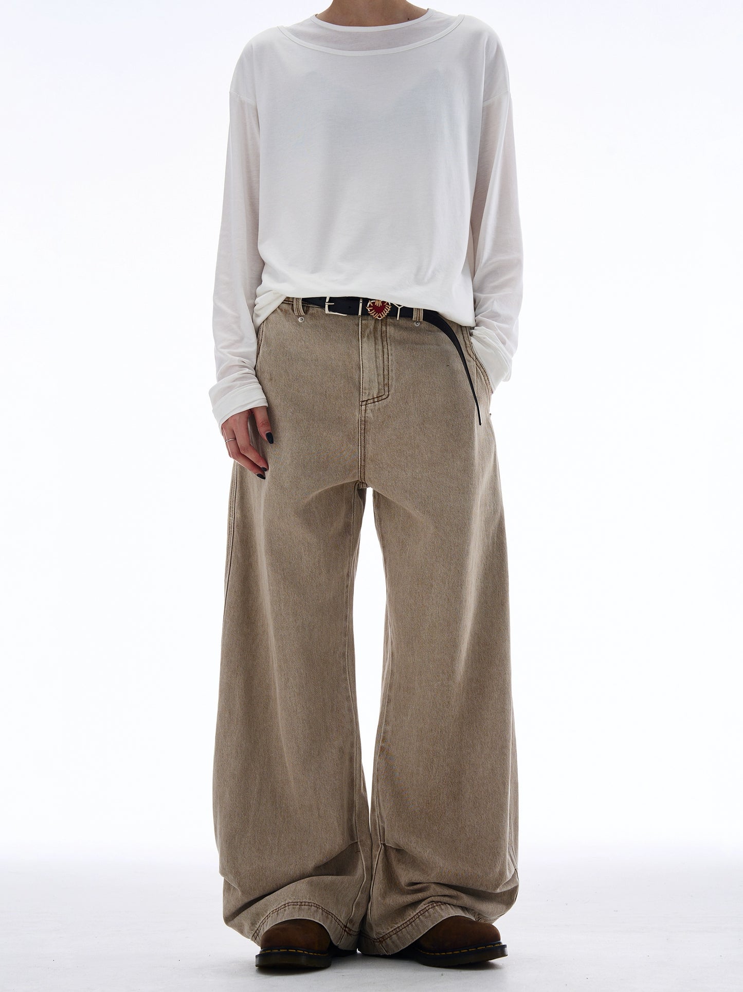 Washed Drape Machete Jeans