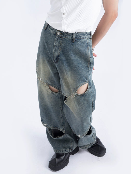 Tong Retro Distressed Denim Pants