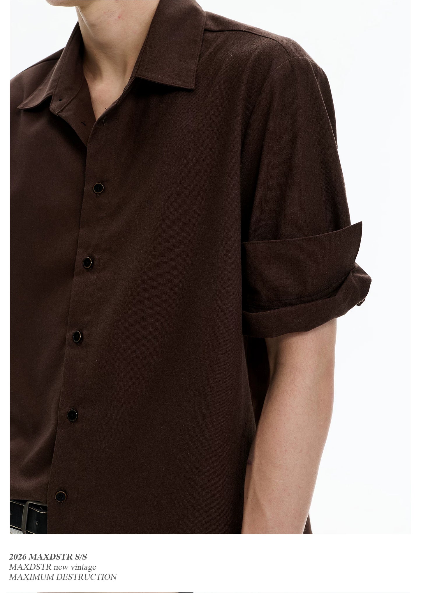 Roll-Sleeve Linen Blend Shirt