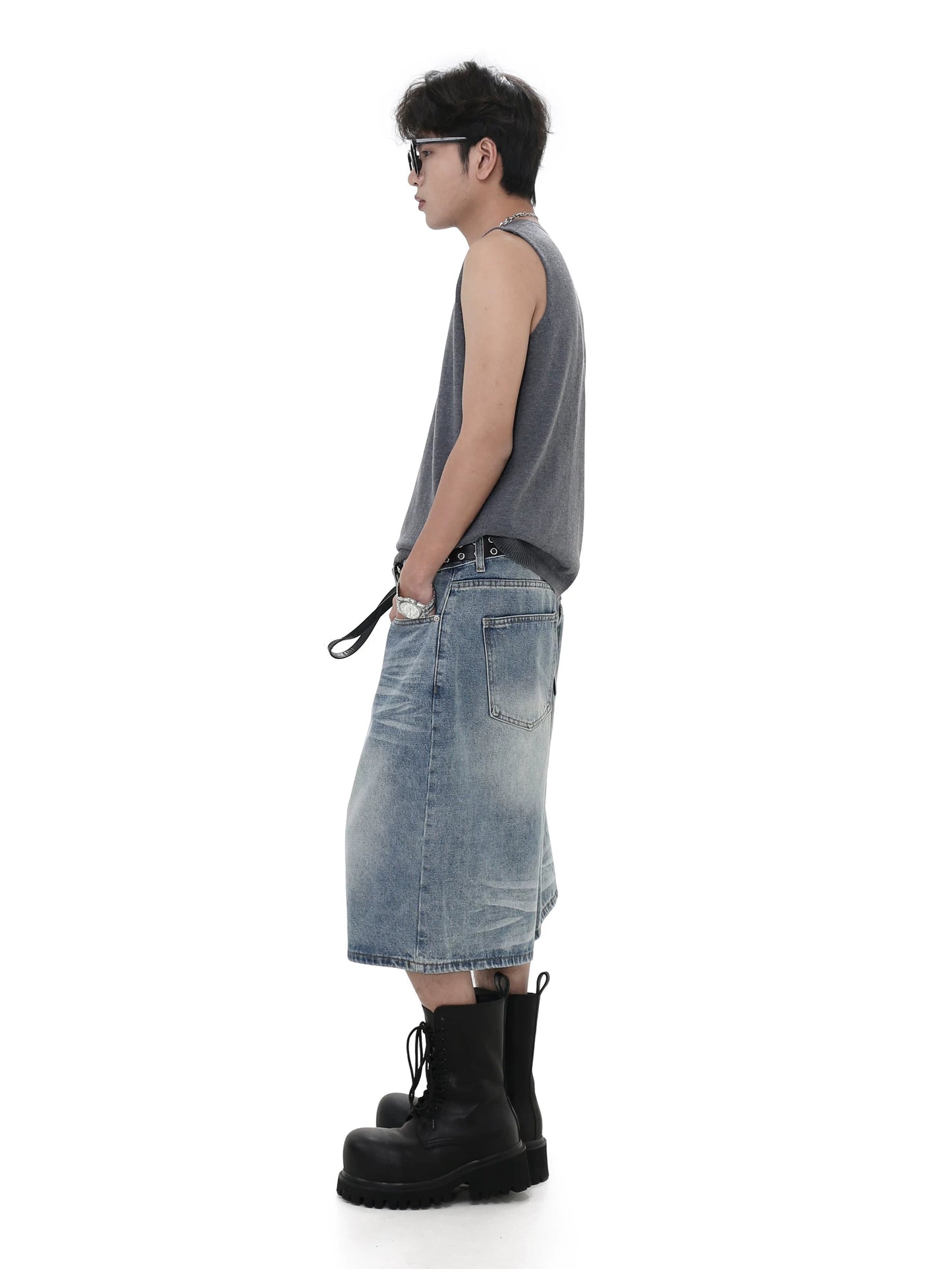 Mid-Length Denim Pants