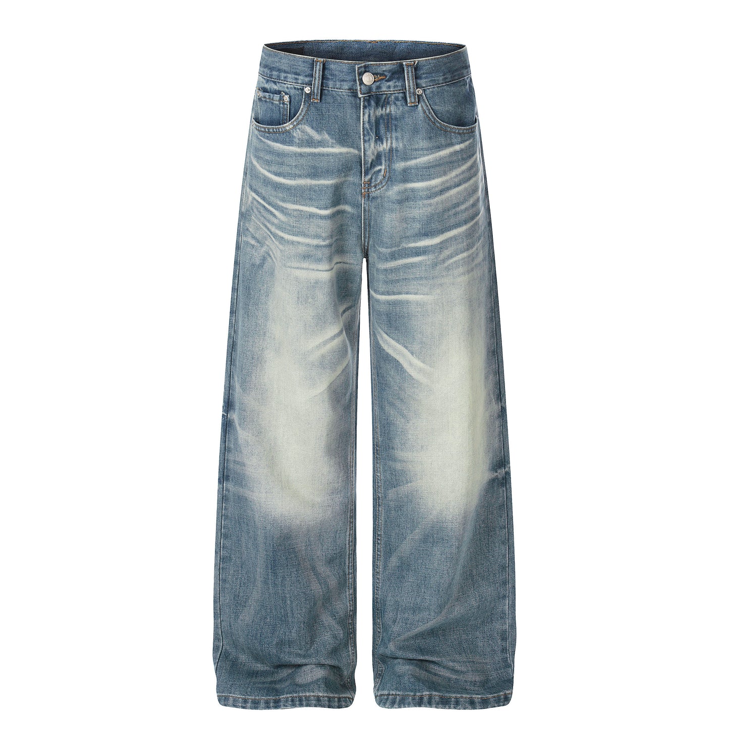 Vintage Washed Clean Fit Straight Jeans