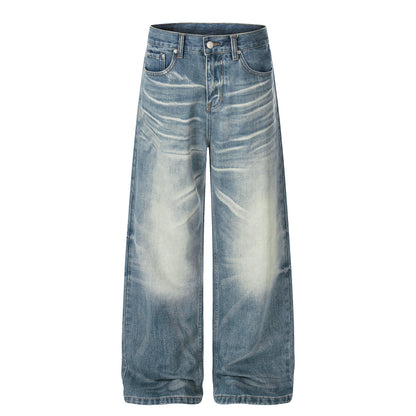 Vintage Washed Clean Fit Straight Jeans
