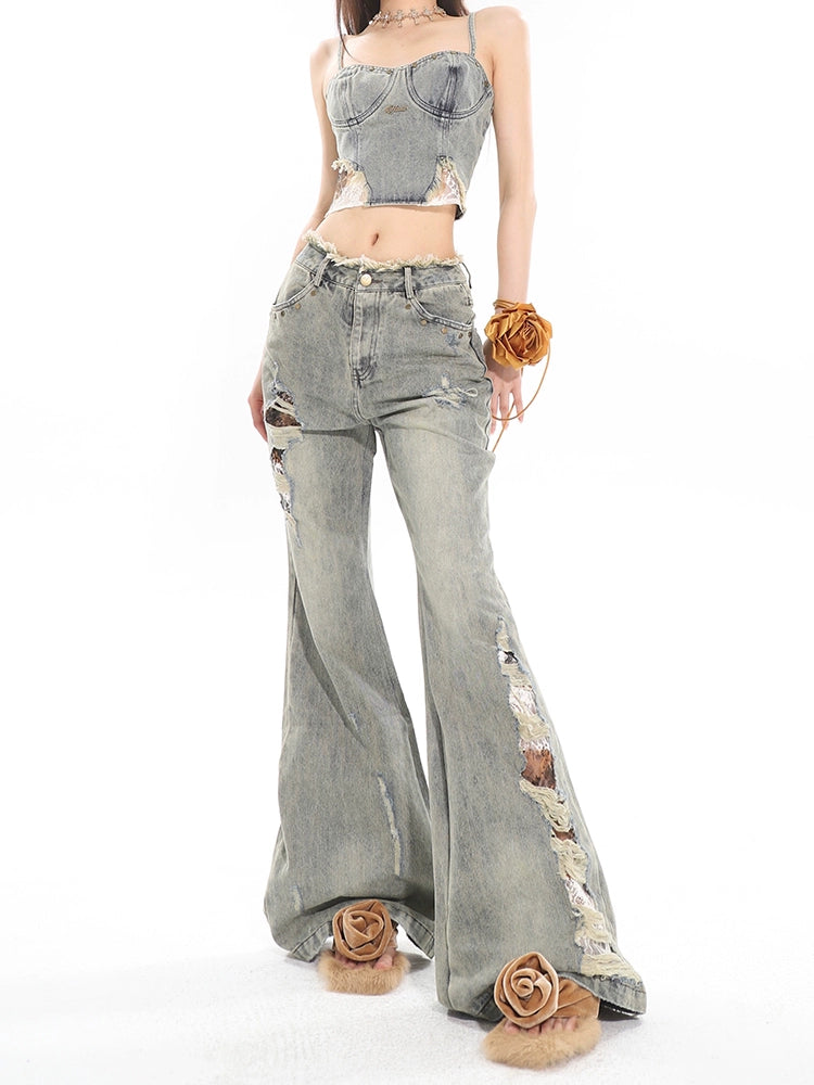 Damage Flare Denim Pants