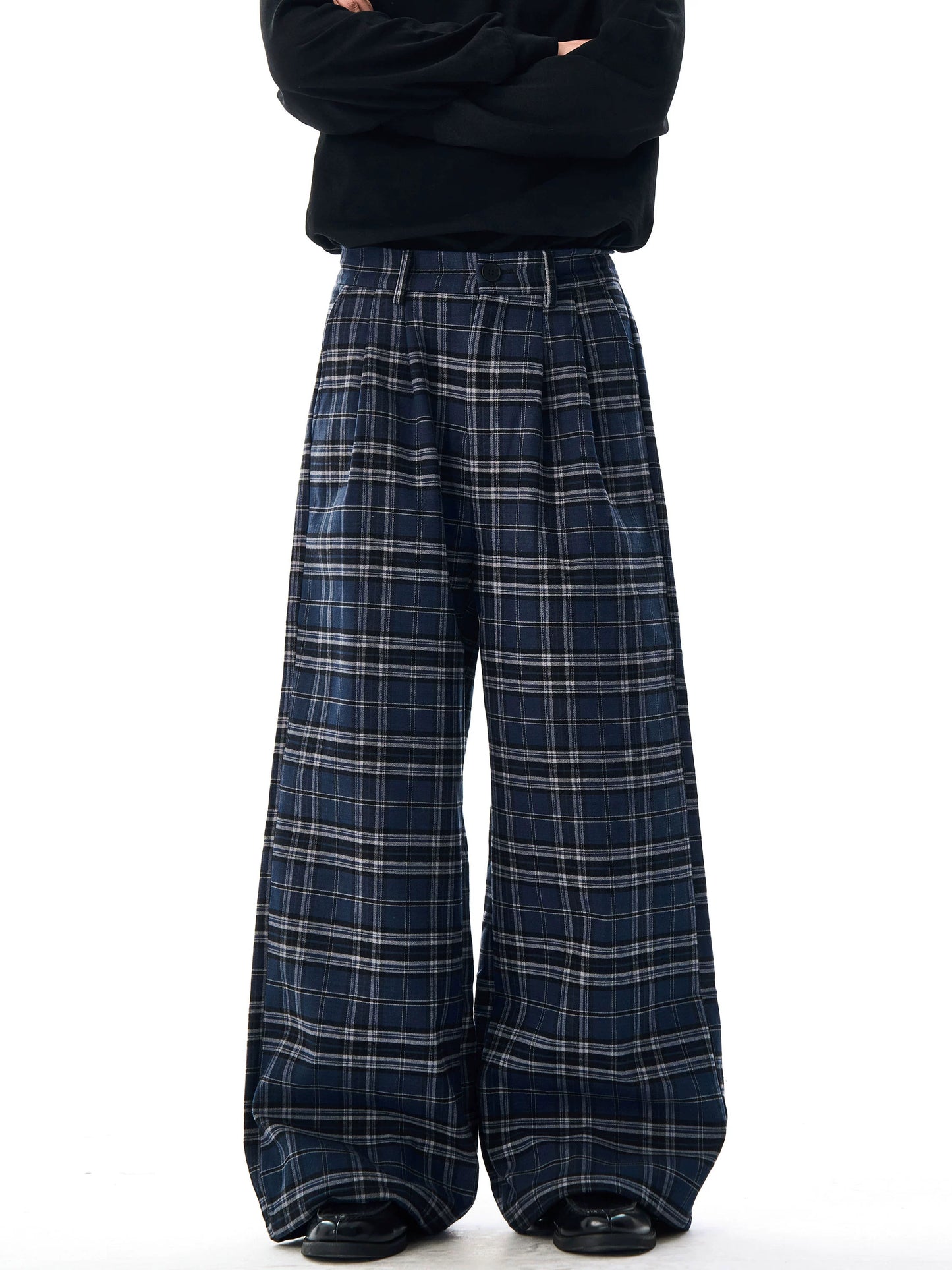 Double Pleated Plaid Casual PANTS