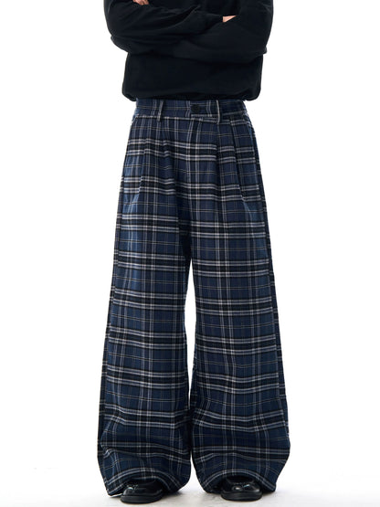Double Pleated Plaid Casual PANTS