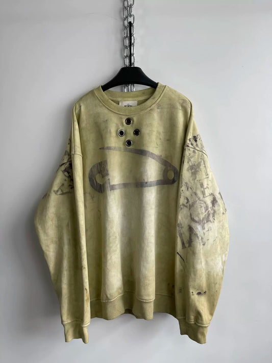 Washed Tie-dye Air Button Sweatshirt