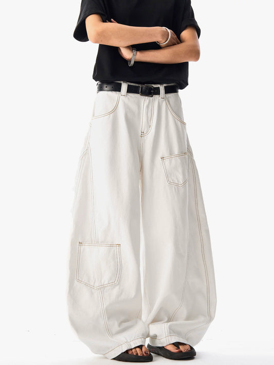White Scimitar Pocket Jeans