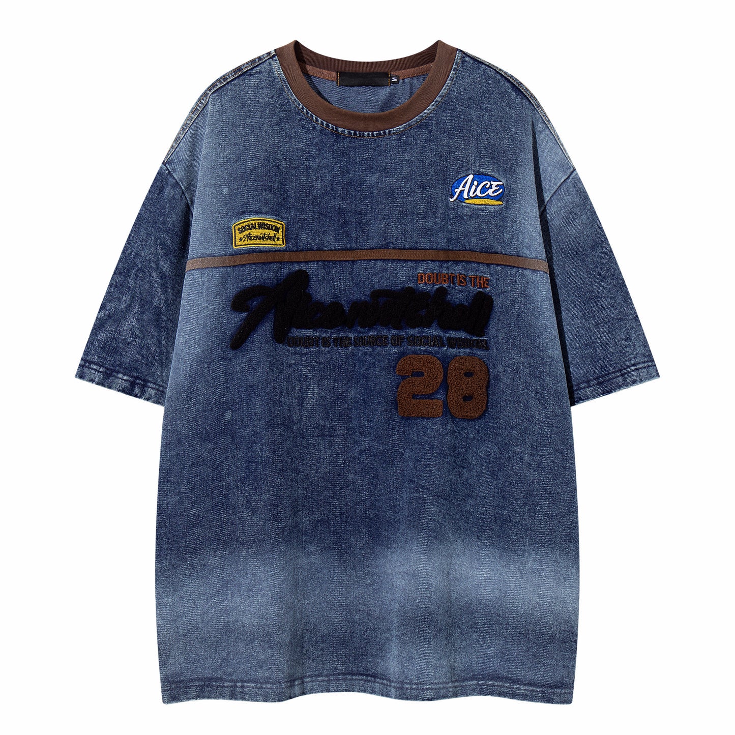 Embroidered Denim Tee