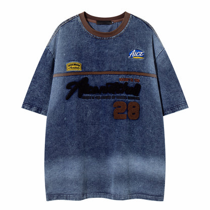 Embroidered Denim Tee