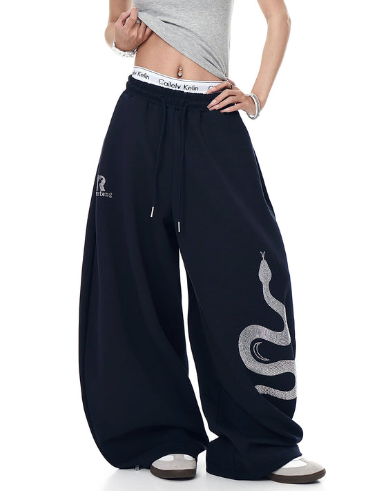 Snake Diamond Print Machete Sweat Pants