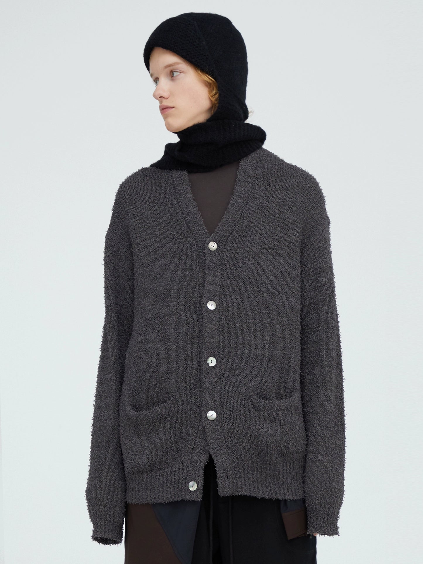 Relaxed Fit V-Neck Knit Cardigan