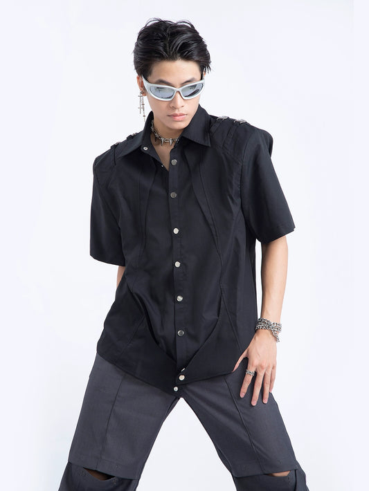 Splicing Button Long Sleeve Shirt