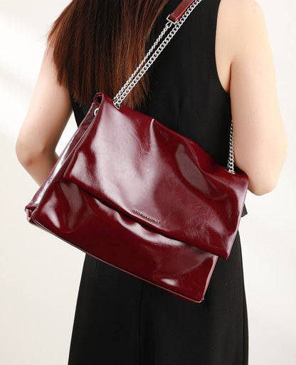 Luxury Split Leather Chain Tote BAG