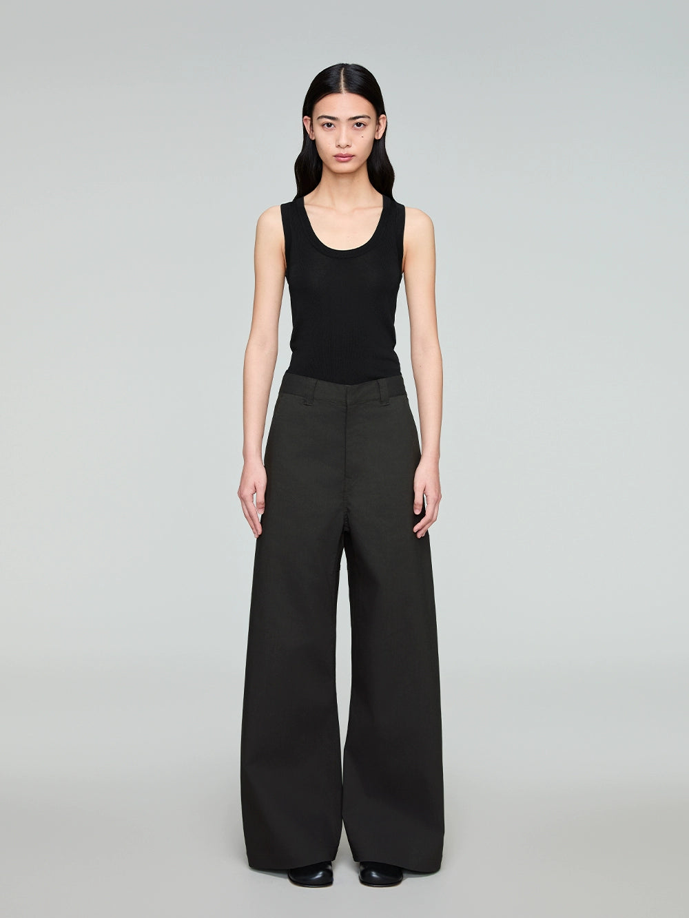 Two-Tone Vintage-Inspired A-Line Wide-Leg Pants