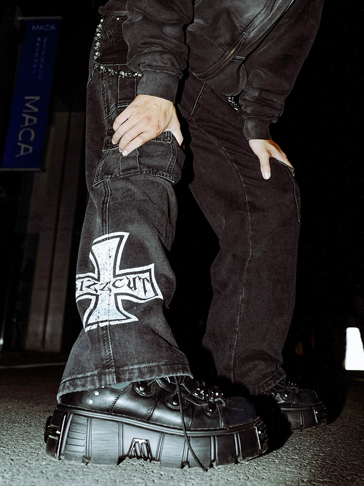Hardcore Cross Denim Cargo Pants