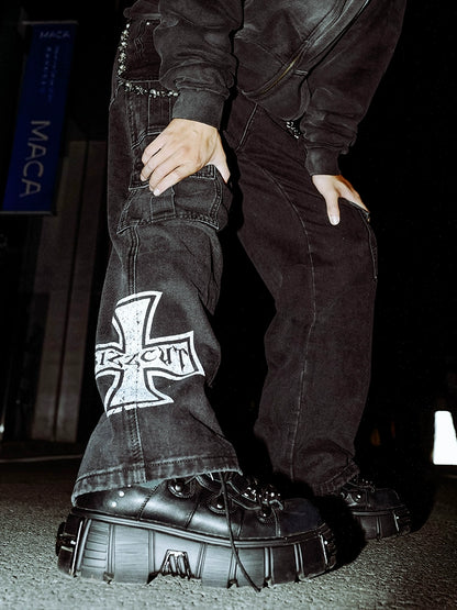 Hardcore Cross Denim Cargo Pants