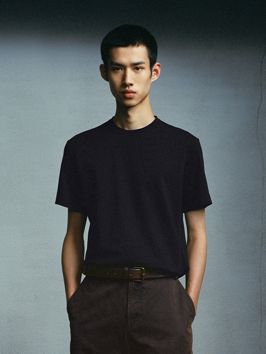 Set-In Shoulder Sorona White Slim Fit Crewneck Tee