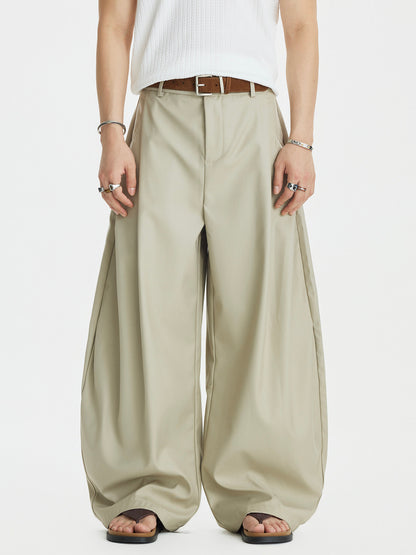 Draped Clean Fit Wide-Leg Pants