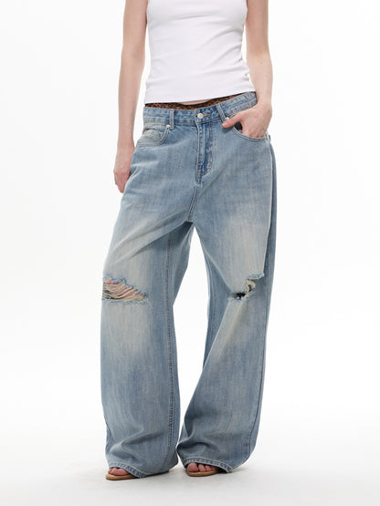 Vintage Washed Distressed Jeans