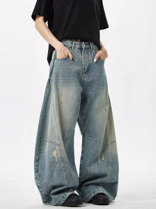 Retro Hole Loose Silhouette Jeans