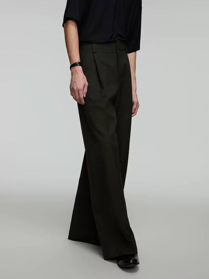 Garment-Washed Vintage Khaki Straight-Leg Denim Pants