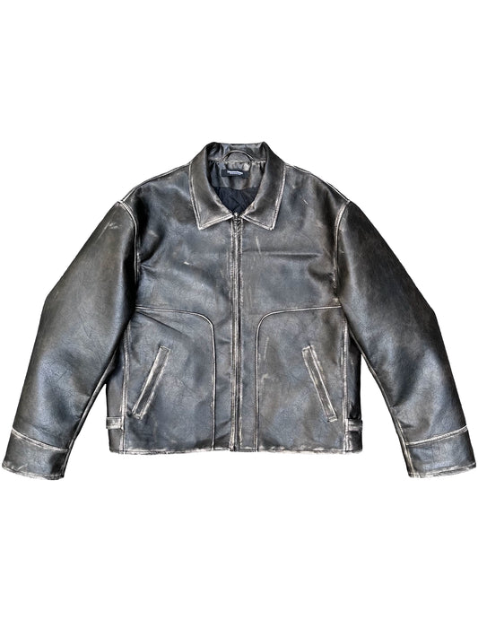 Leather Dirty Zipper Jacket
