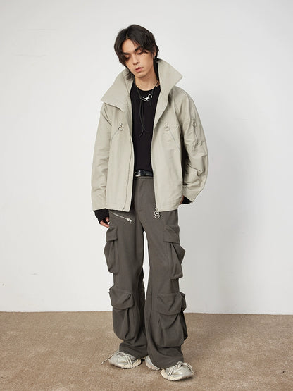 High Neck Multi-Zip Windbreaker Jacket