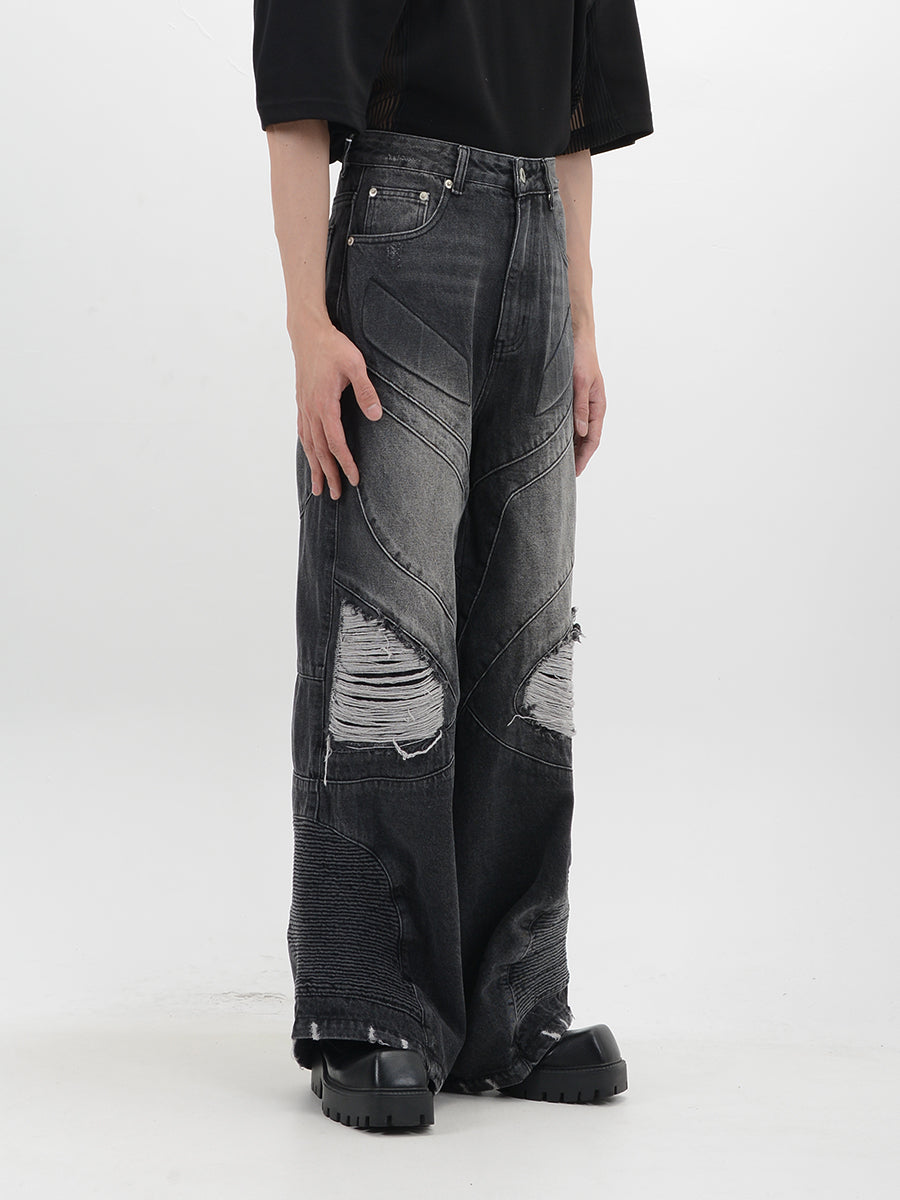 Vintage Washed Damage Denim Pants