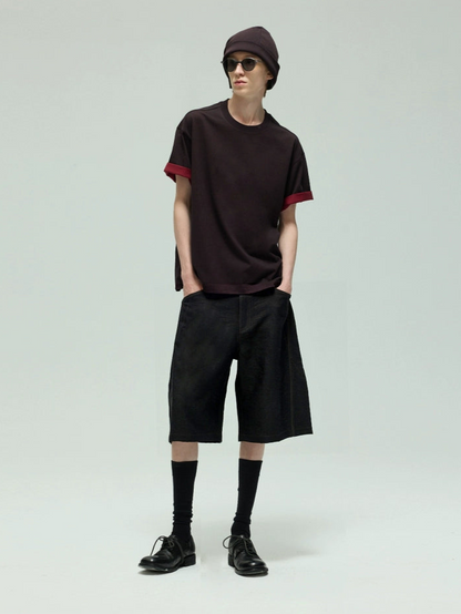Dual Tone Panel Fitted Short Sleeve Tee
