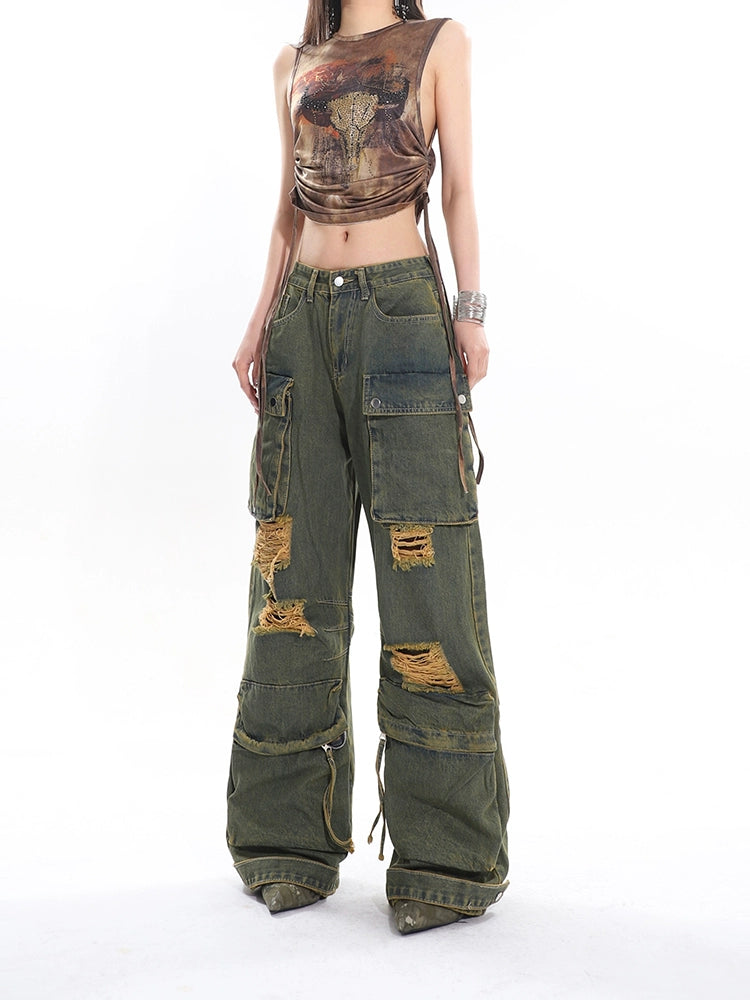 Drug Ground Denim Cargo Pants