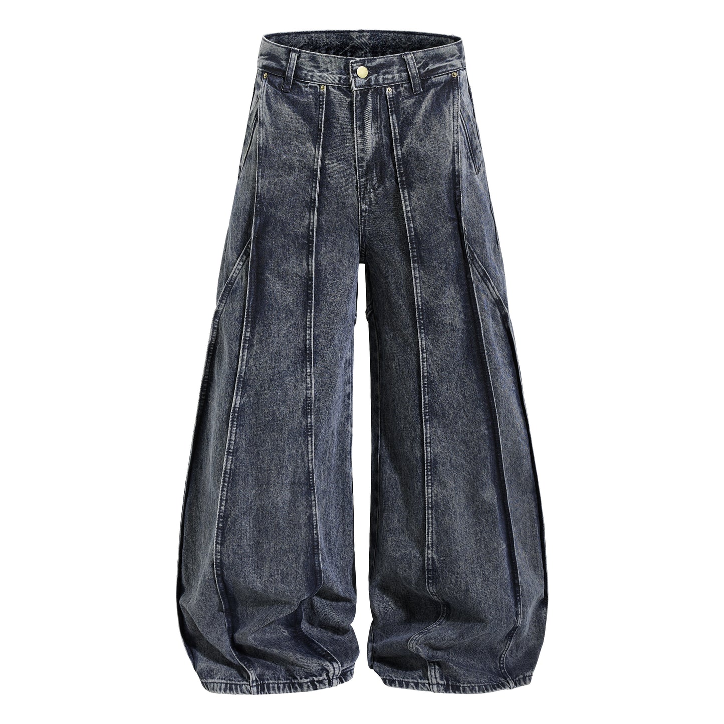 Patchwork Curved-Leg Jeans
