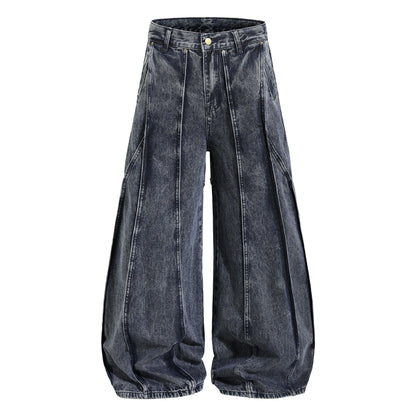 Patchwork Curved-Leg Jeans