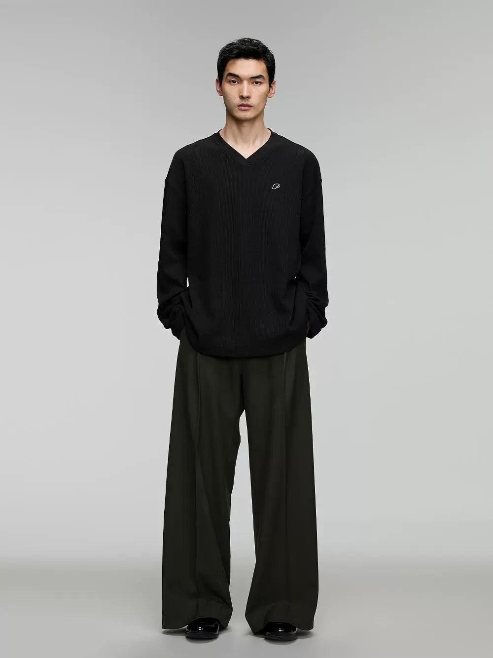 Garment-Washed Vintage Khaki Straight-Leg Denim Pants