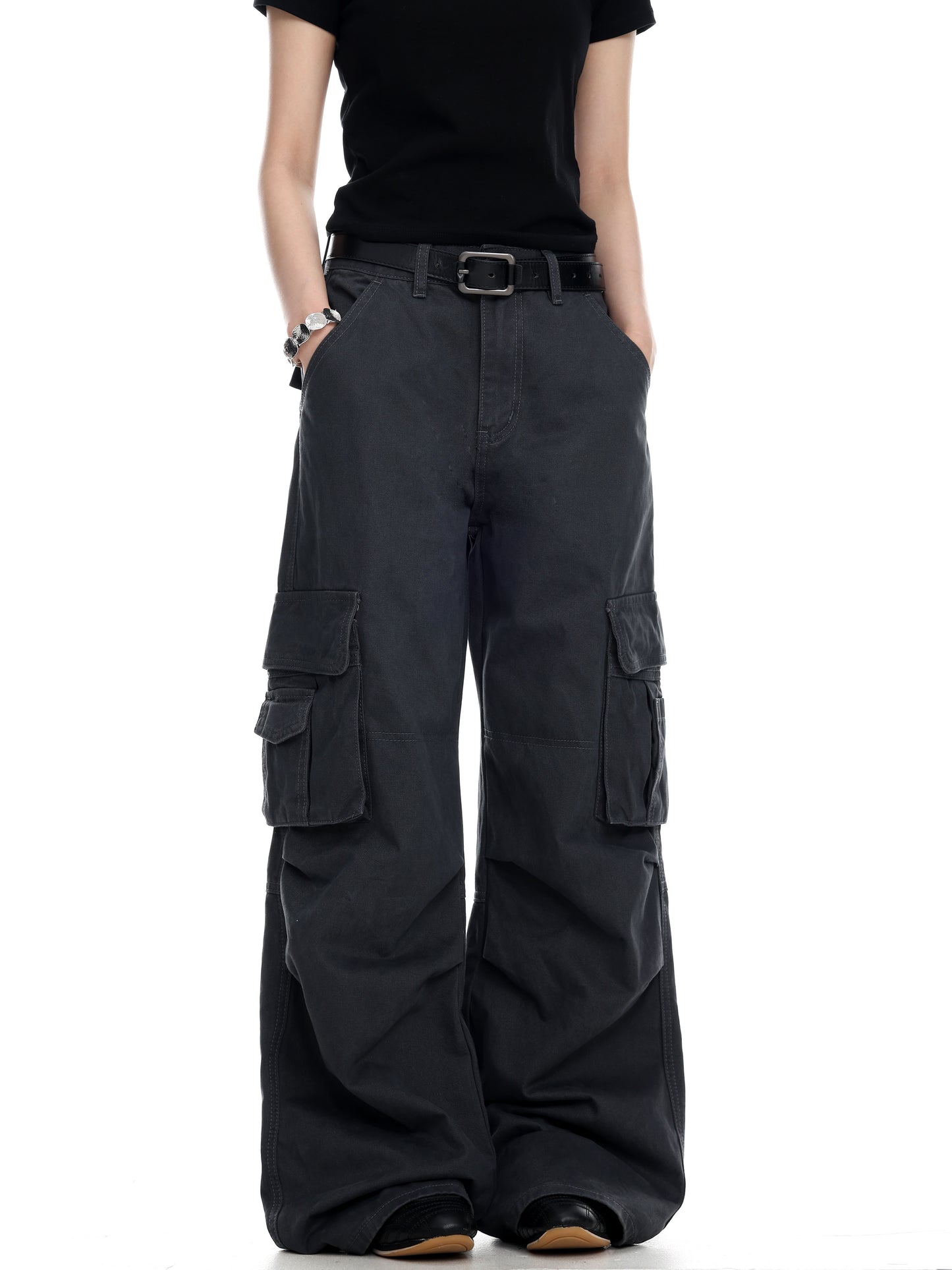 Wide-Leg Cargo Trousers