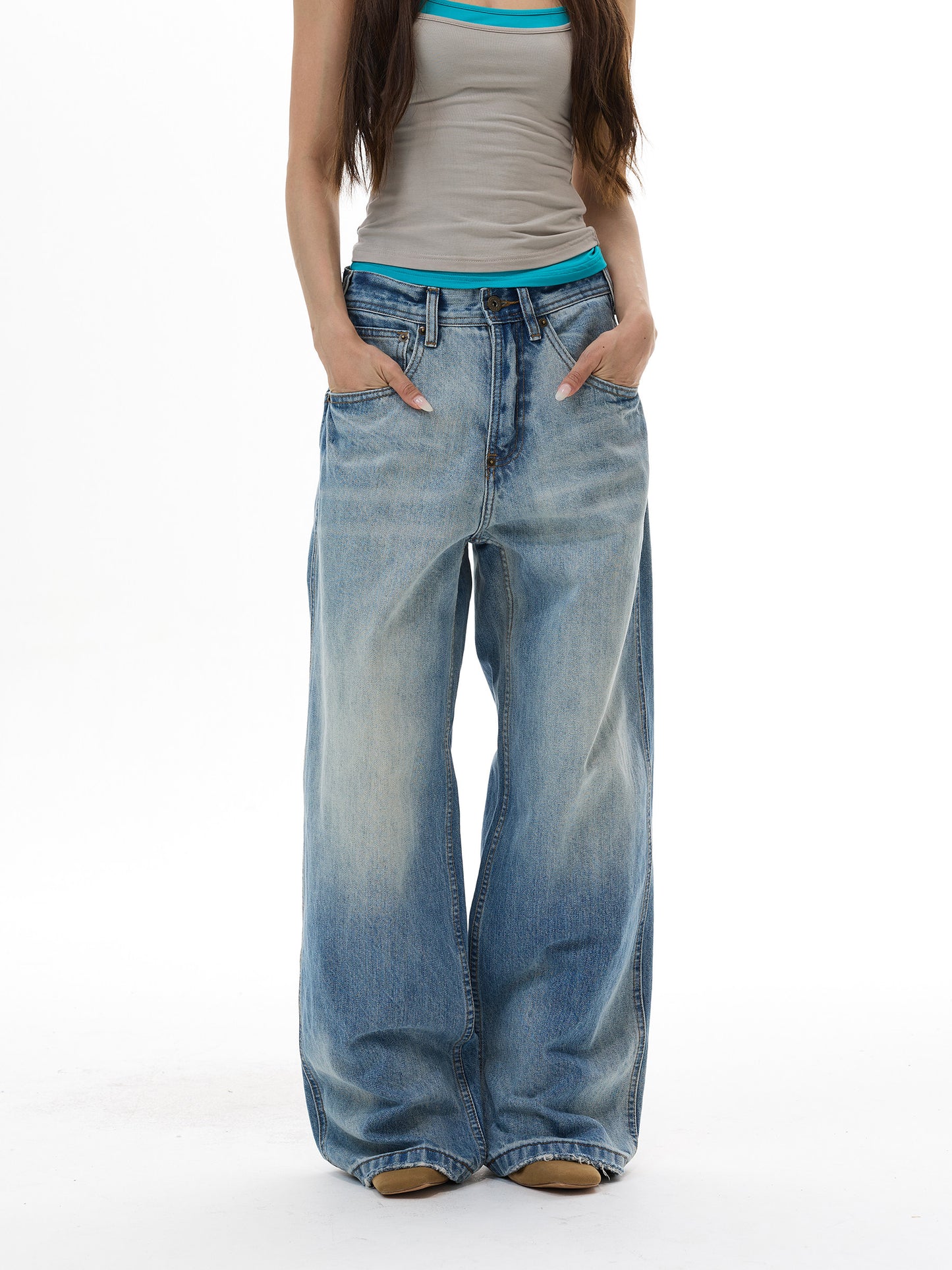 Washed Paris Buckle Jeans
