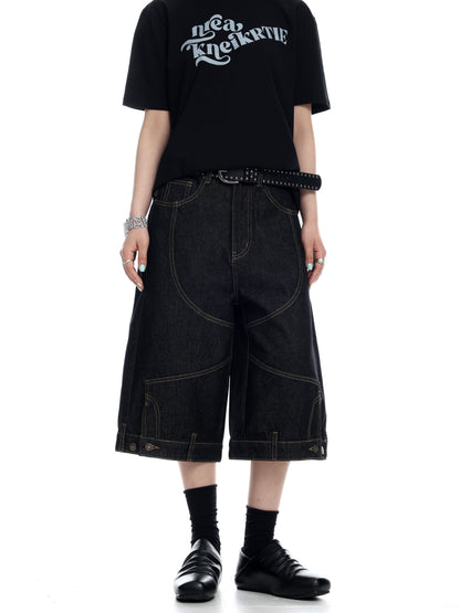 Embroidered Denim Shorts