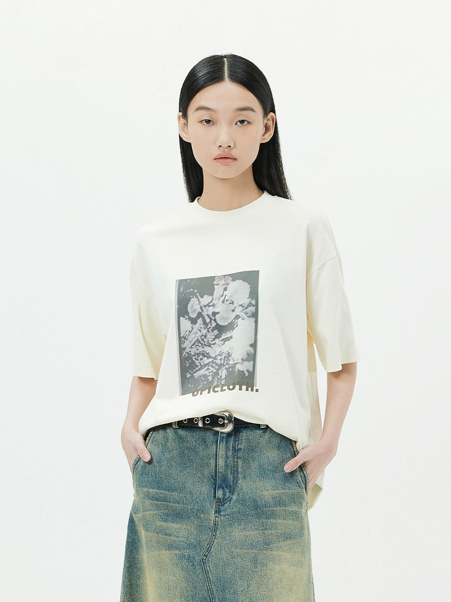 Vintage Film Floral Graphic Drop Shoulder Tee