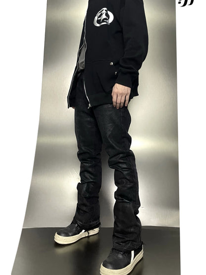 Micro-flared Destroyed Wax Pants