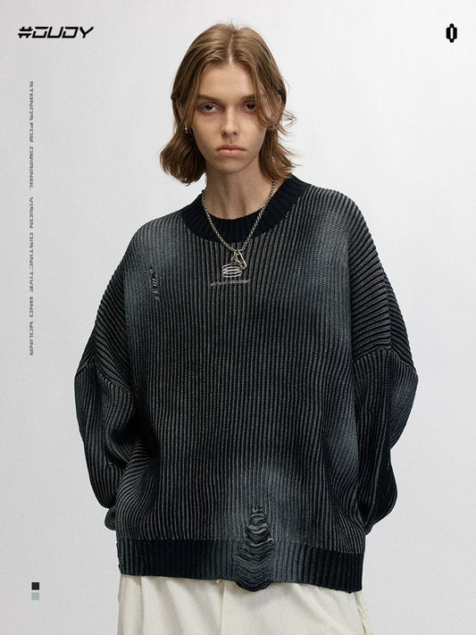 Lazy Style Damaged Knit