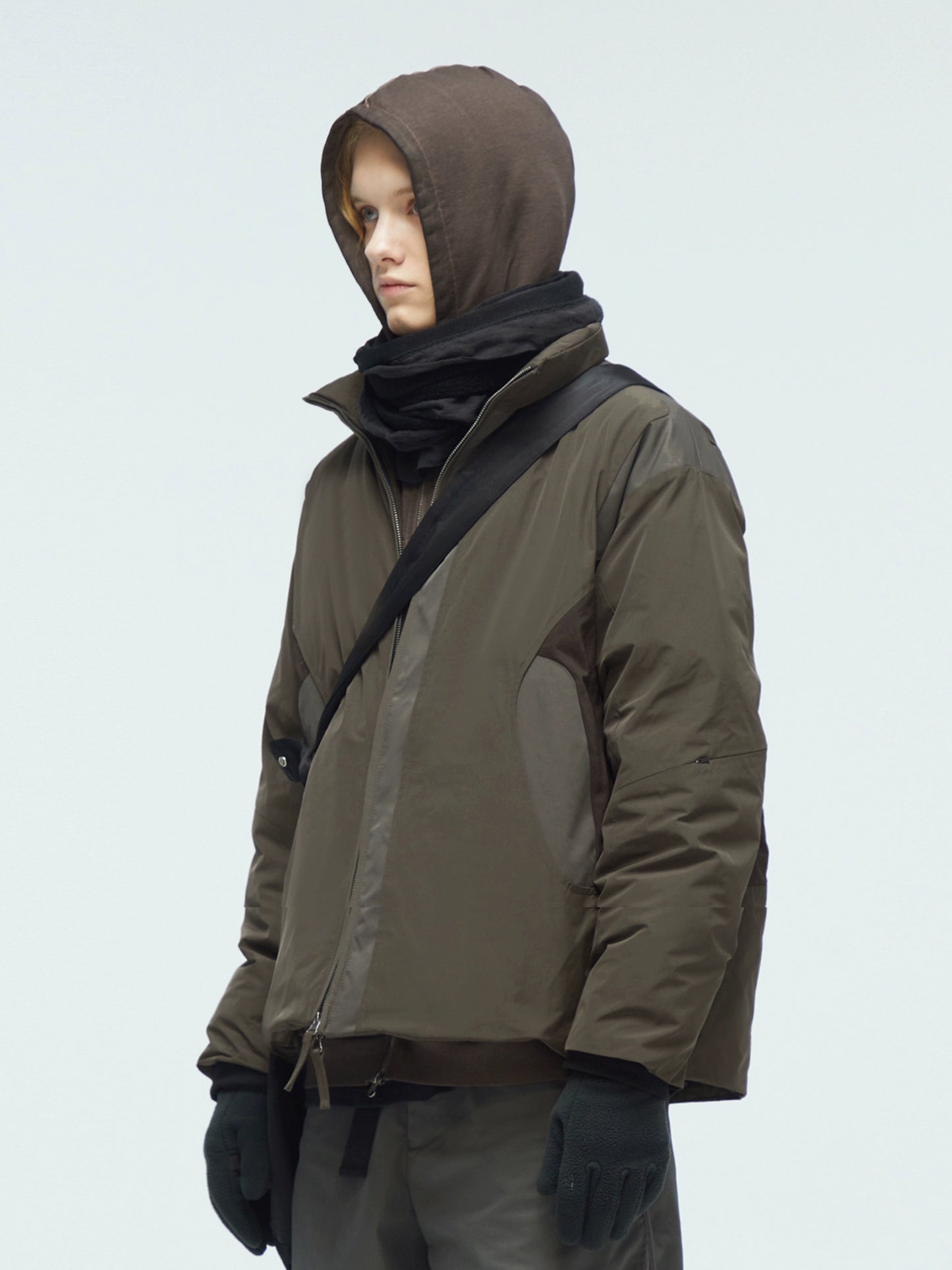 Multi-Color Panel Stand Collar Down Jacket