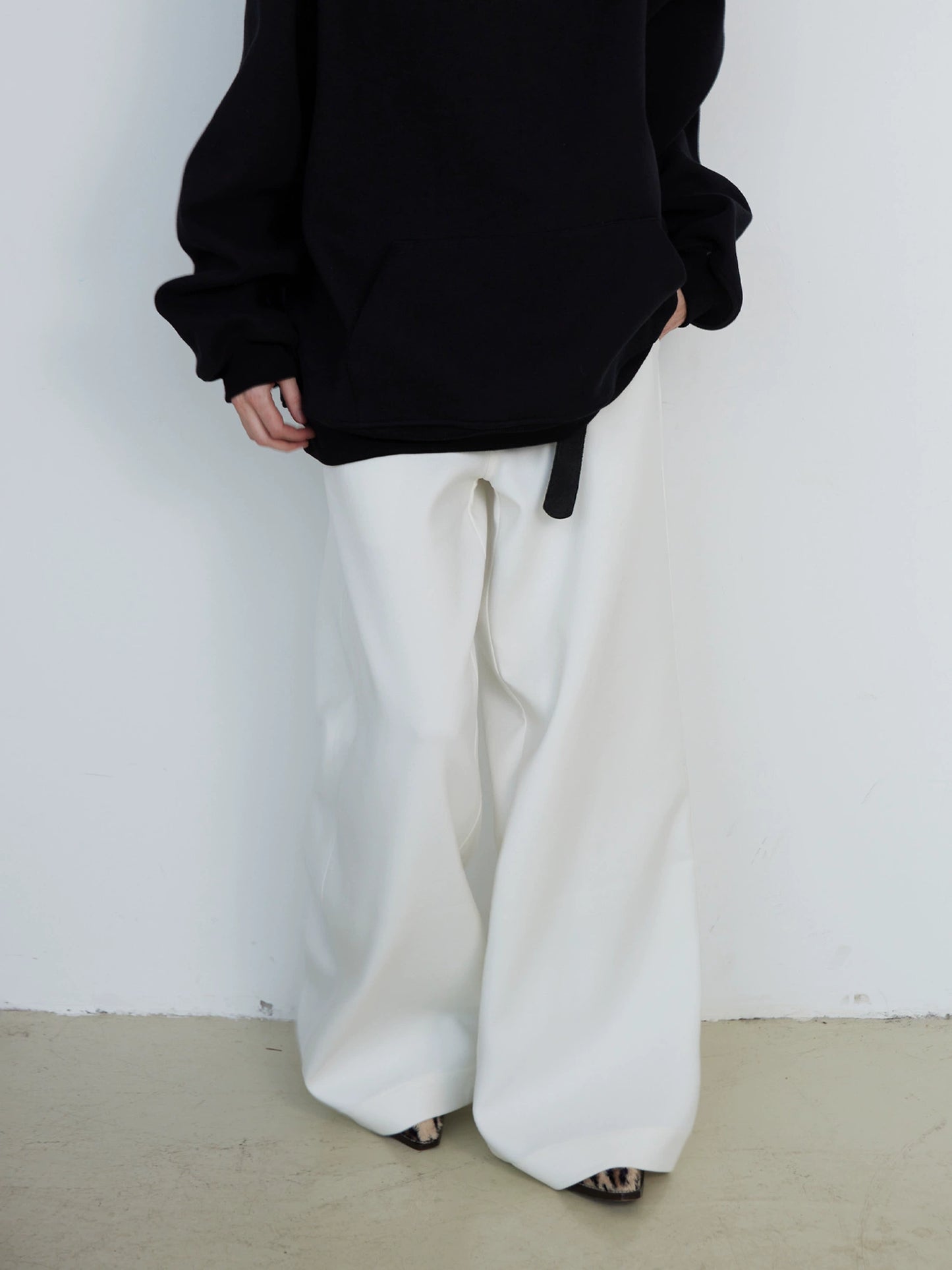 White Straight Wide Pants