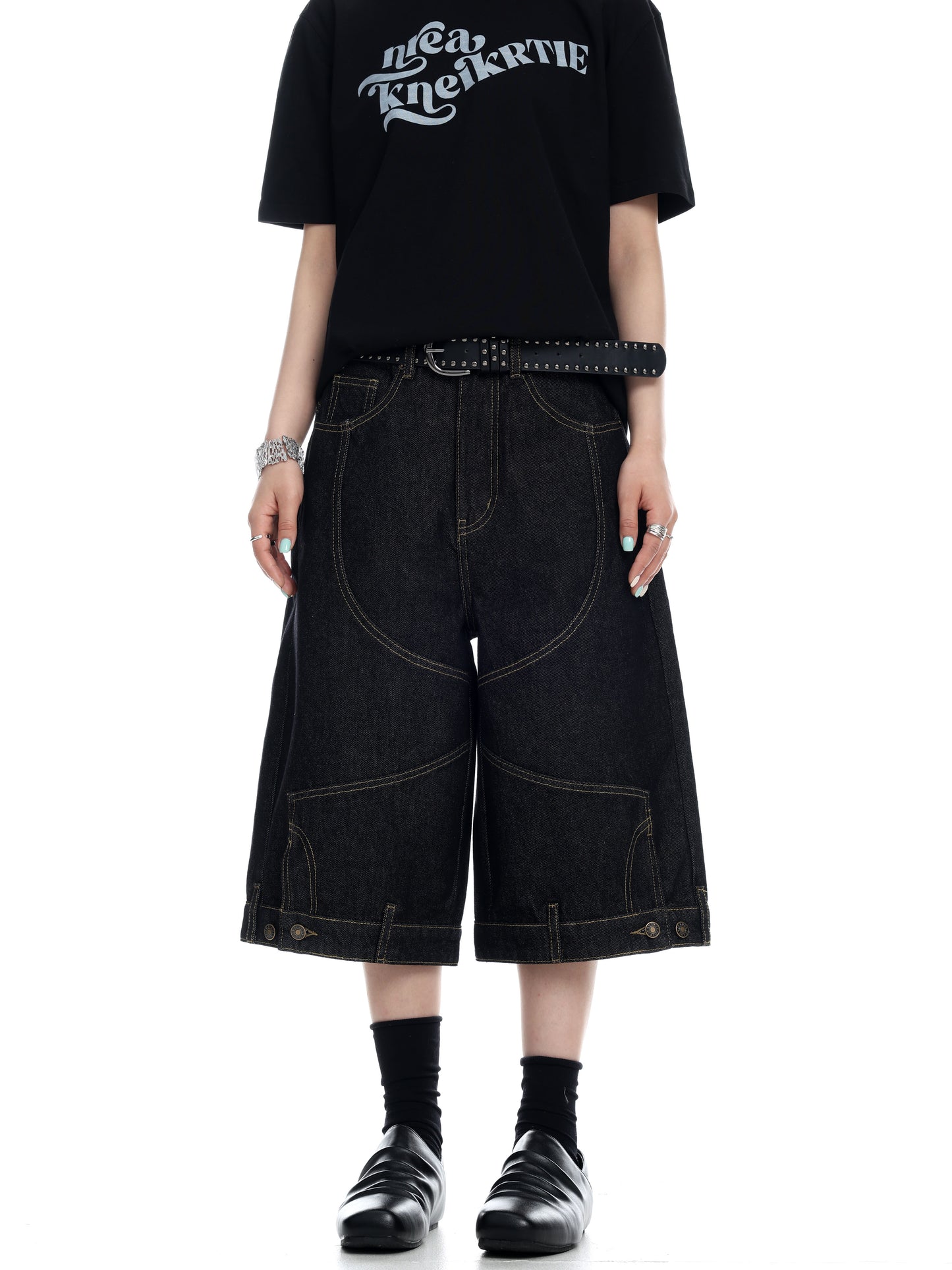 Embroidered Denim Shorts