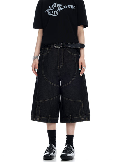 Embroidered Denim Shorts